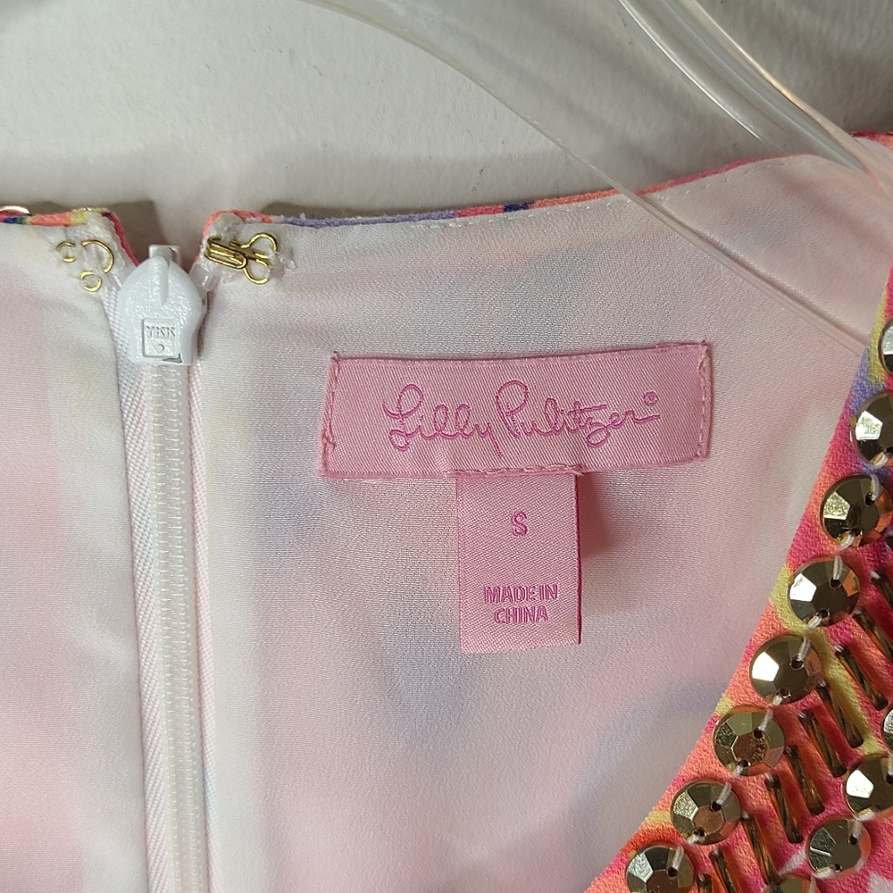 Lilly Pulitzer Mimi Embellished Trapese Dress in Multi Reef Retreat Print Sz S - Picture 6 of 14
